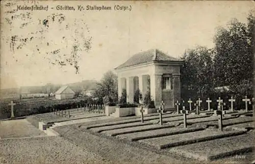 Ak Puschkino Göritten Ostpreußen, Heldenfriedhof