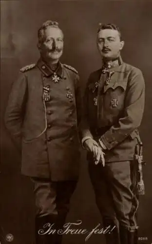 Ak In Treue fest, Kaiser Wilhelm II., Kaiser Karl I.