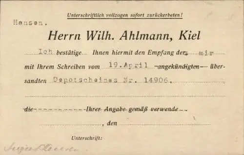 Ak Hansen Uelzen in Niedersachsen, Wilh. Ahlmann, Kiel