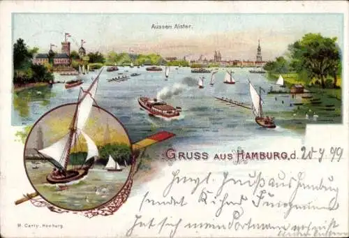 Ak Hamburg Mitte Altstadt, Außenalster, Segelboote