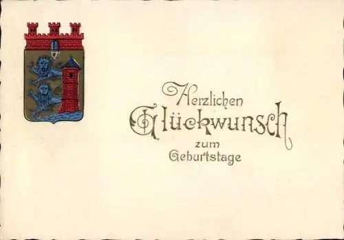 Ak Flensburg in Schleswig Holstein, Wappen, Glückwunsch Geburtstag