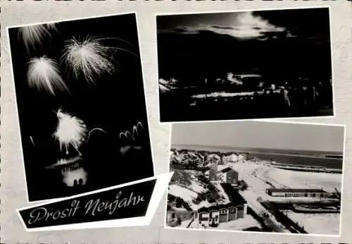 Ak Nordseeinsel Helgoland, Glückwunsch Neujahr, Blick auf den Strand