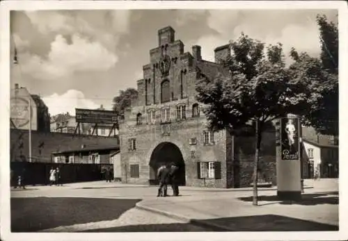 Ak Flensburg in Schleswig Holstein, Nordertor, Litfaßsäule, Reklame Persil