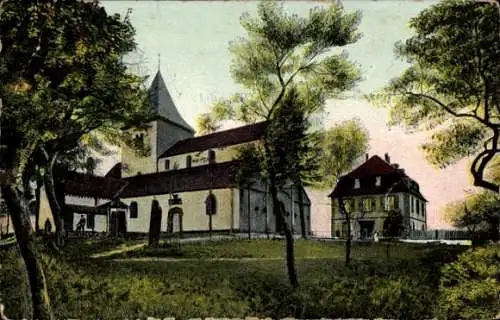 Ak Hohatzenheim Wingersheim les Quatre Bans Bas Rhin, Wallfahrtskirche mit Pfarrhaus