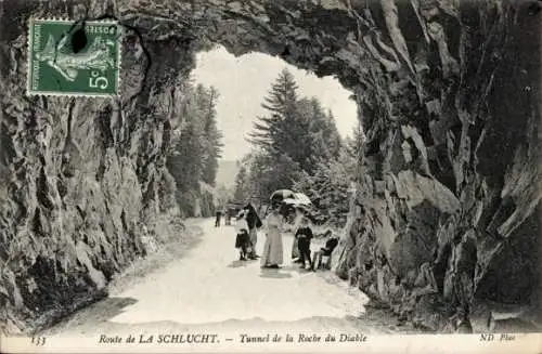 Ak Col de la Schlucht Vosges, Rue de La Schlucht, Tunnel de la Roche du Diable