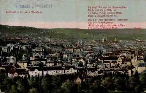 Ak Stuttgart in Württemberg, Panorama, von der alten Weinsteige, Gedicht