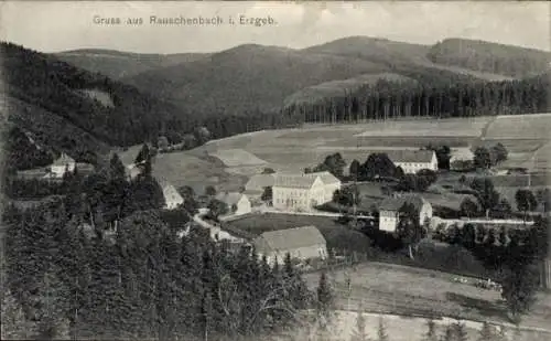 Ak Rauschenbach Neuhausen im Kreis Mittelsachsen, Panorama von Ort und Umgebung