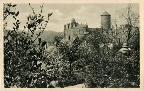 Ak Zschopau im Erzgebirge Sachsen, Deutsche Oberschule, Ehrenmal, Blick von der Freitreppe