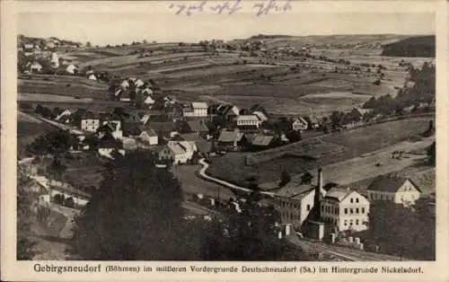 Ak Deutschneudorf im Erzgebirge, Gebirgsneudorf, Nickelsdorf, Gesamtansicht