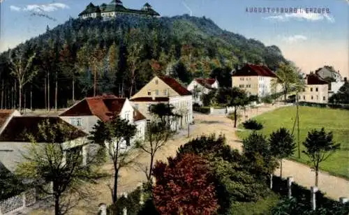 Ak Augustusburg Erzgebirge, Schloss, Wohnhäuser