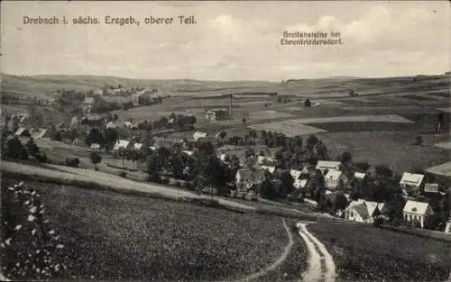 Ak Drebach im Erzgebirge Sachsen, Teilansicht, oberer Teil, Greifensteine, Ehrenfriedersdorf