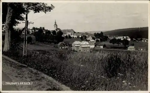 Ak Jöhstadt im Erzgebirge Sachsen, Teilansicht, Kirchturm