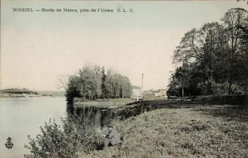 Ak Noisiel Seine-et-Marne, Bords de Marne, pres de l'Usine