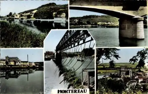 Ak Montereau Seine et Marne, La baignade, pont de Moscou, bords de l'Yonne, barrage de Varennes