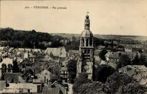 Ak Vendôme Loir et Cher, Gesamtansicht, Turm