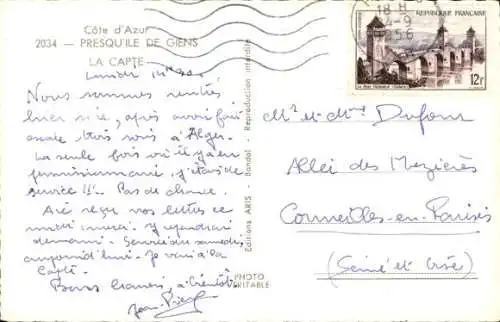 Ak La Capte Hyères Var, Strand, Straße