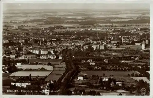 Ak Görlitz der Lausitz, Fernblick von der Landeskrone, Gesamtansicht