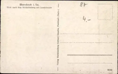 Ak Ebersbach in Sachsen, Panorama, Blick nach dem Schlechteberg mit Lausitzbaude