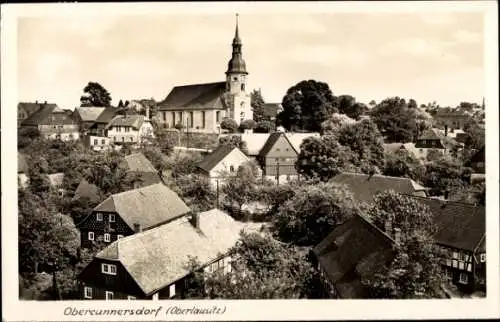 Ak Obercunnersdorf Kottmar in der Oberlausitz, Teilansicht des Ortes, Kirche