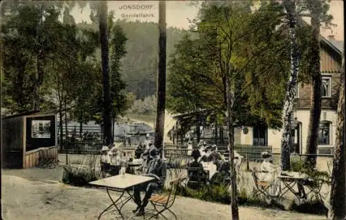 Ak Jonsdorf in der Oberlausitz Sachsen, Gondelfahrt, Terrasse