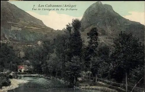 Ak Cabannes Ariege, vue de l'Ariege et du Pic St-Pierre