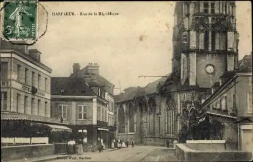 Ak Harfleur Seine-Maritime, Rue de la République