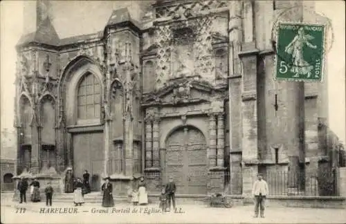 Ak Harfleur Seine-Maritime, Kirche, Großes Portal