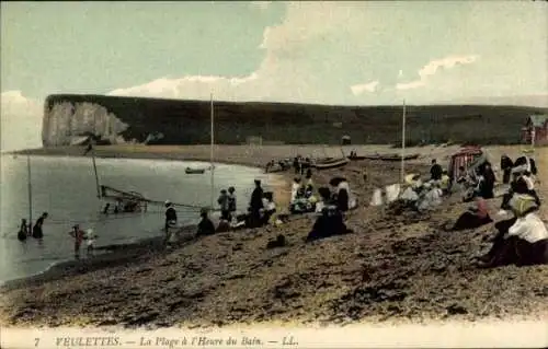 Ak Veulettes sur Mer Seine Maritime, Strand, Badezeit