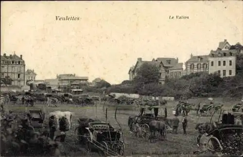 Ak Veulettes sur Mer Seine Maritime, Vallon, Kutschen