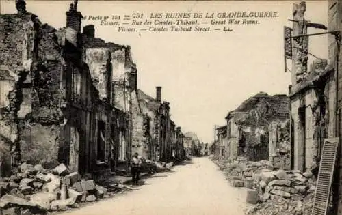 Ak Fismes Marne, Rue des Comtes-Thibaut, Grande Guerre