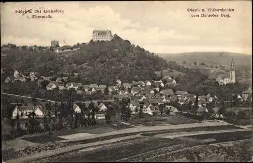 Ak Lichtenberg Fischbachtal im Odenwald, Gesamtansicht, Schloss