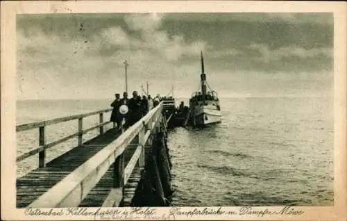 Ak Ostseebad Kellenhusen in Holstein, Dampferbrücke mit Dampfer Möwe