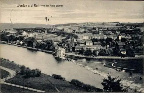 Ak Werden Essen im Ruhrgebiet, Gesamtansicht von der Platte aus