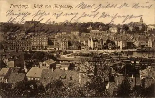 Ak Flensburg in Schleswig Holstein, Blick von Jürgensby