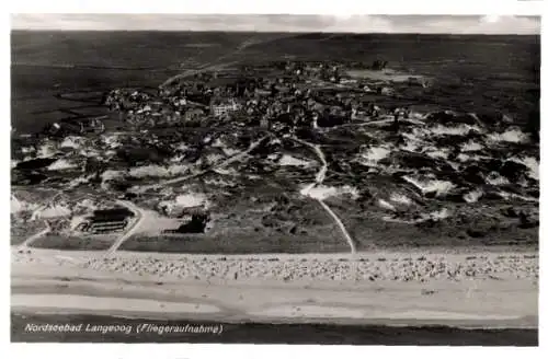 Ak Nordseebad Langeoog Ostfriesland, Fliegeraufnahme