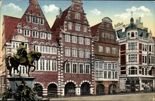 Ak Hansestadt Bremen, Ratskaffee und Kaiser Wilhelm Denkmal