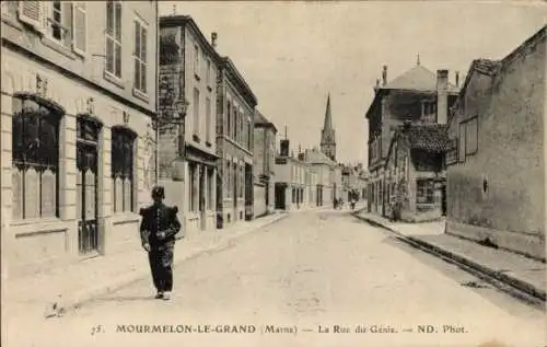 Ak Mourmelon le Grand Marne, La Rue du Genie