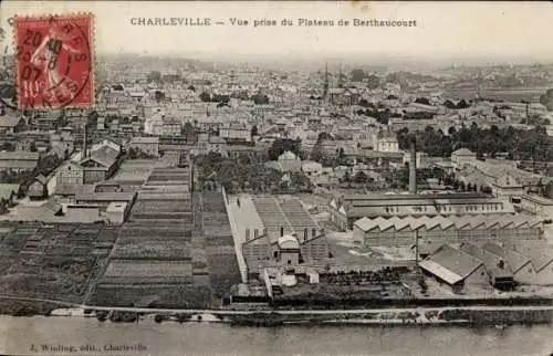 Ak Charleville Marne, Vue prise du Plateau de Berthaucourt