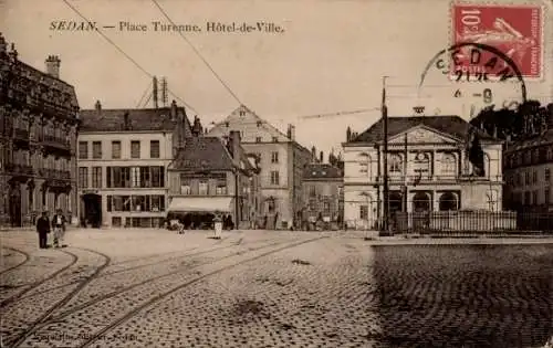 Ak Sedan Ardennes, Place Turenne, Rathaus