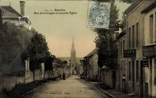 Ak Bazeilles Ardennes, Rue de la Crypte, Kirche, Café