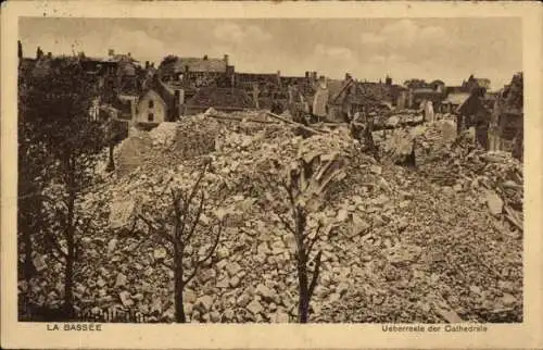 Ak La Bassée Nord, Überreste der Kathedrale, Kriegszerstörungen, 1. WK