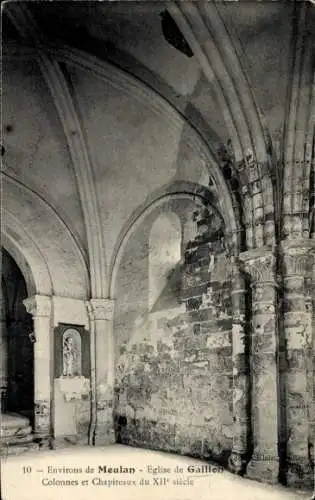 Ak Meulan en Yvelines, Eglise de Gaillon, Colonnes et Chapiteaux du XIIe siecle