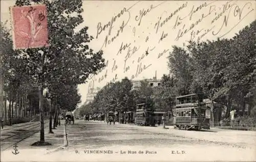 Ak Vincennes Val de Marne, Rue de Paris