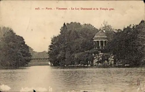 Ak Paris XII Bois de Vincennes, Le Lac Daumesnil, Temple grec