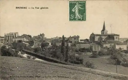 Ak Brossac Charente, Gesamtansicht, Kirche