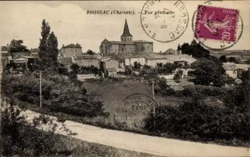 Ak Brossac Charente, Gesamtansicht, Kirche