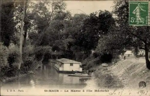 Ak Saint Maur Val de Marne, La Marne a l'Ile Machefer