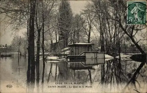 Ak Saint Maur Val de Marne, Crue de la Marne, Le Quai de la Marne