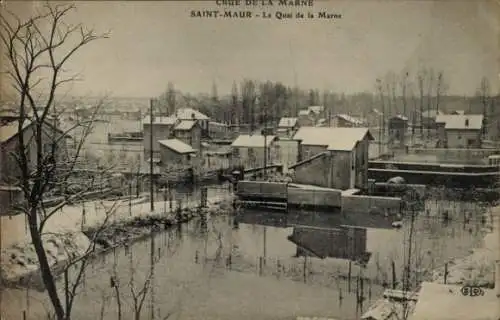 Ak Saint Maur Val de Marne, Crue de la Marne, Le Quai de la Marne