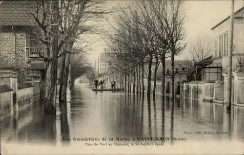 Ak Saint Maur Val de Marne, Hochwasser, Rue du Port au Fouarre, 30. Januar 1910